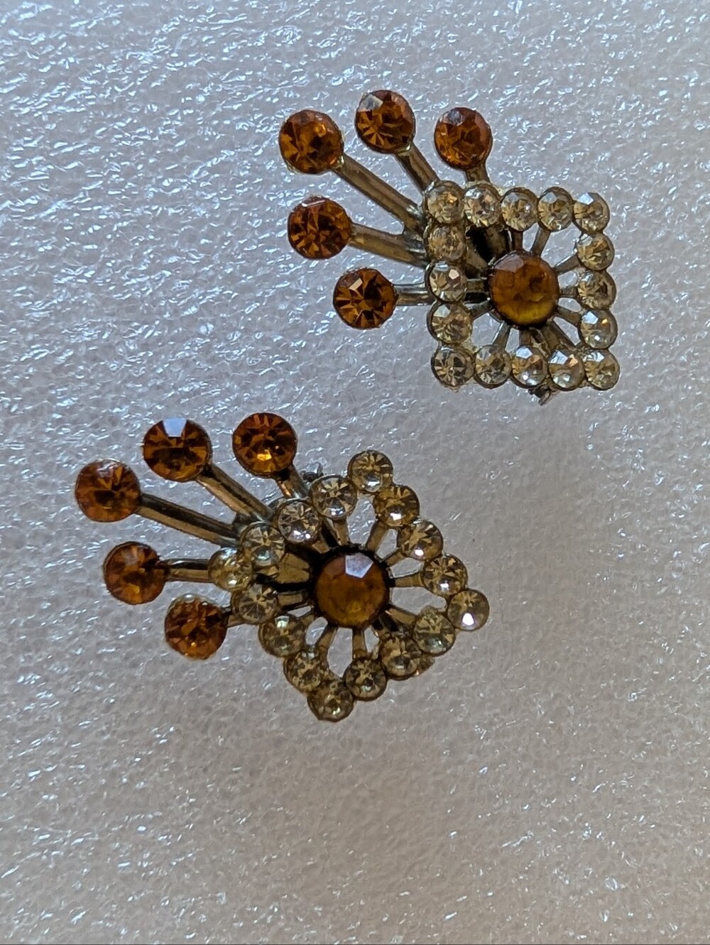 Vintage-Inspired Amber Crystal Cluster Pins
